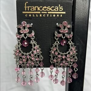 Francesca's Collections Silver and Pink Dangle Earrings